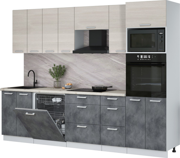 Кухонный гарнитур Интерлиния Мила Лайт 2.8-ПМ1 - фото