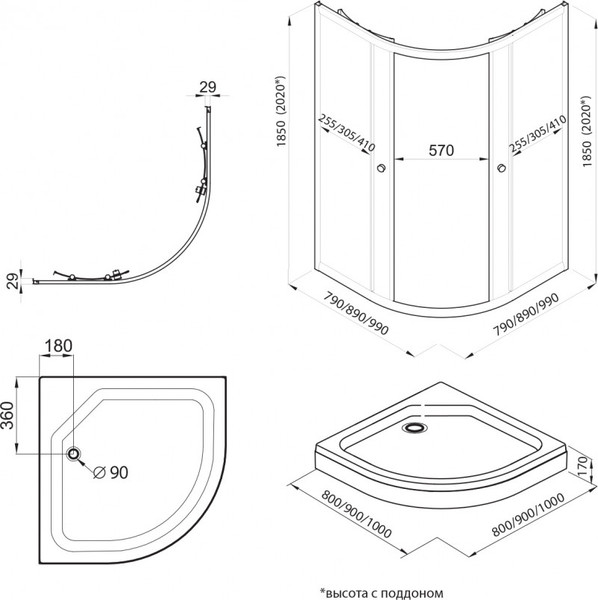 Душевой уголок Triton Альфа-Голд 90х90