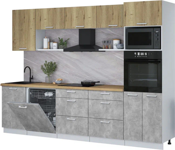 Кухонный гарнитур Интерлиния Мила Лайт 2.9-ПМ1 - фото