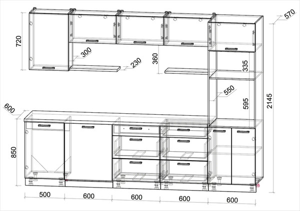 Кухонный гарнитур Интерлиния Мила Лайт 2.9-ПМ1 