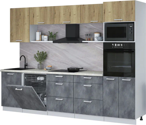 Кухонный гарнитур Интерлиния Мила Лайт 2.9-ПМ1 - фото