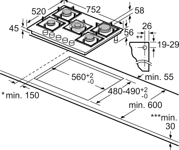 Газовая варочная панель Bosch PPQ7A6I40