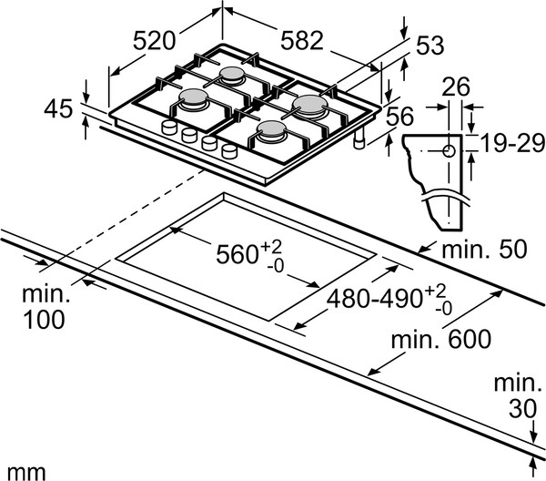 Газовая варочная панель Bosch PCP6A5I90