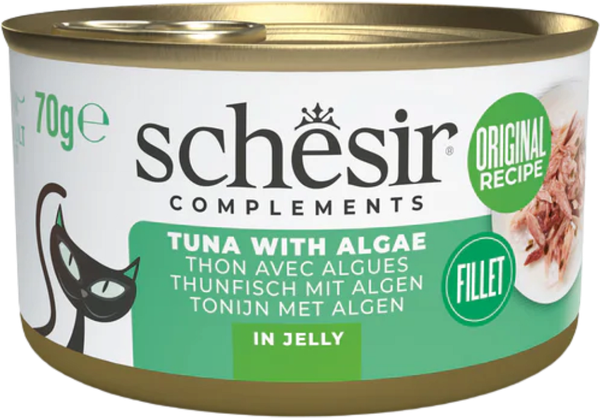 Влажный корм для кошек Schesir Тунец водоросли в желе - фото