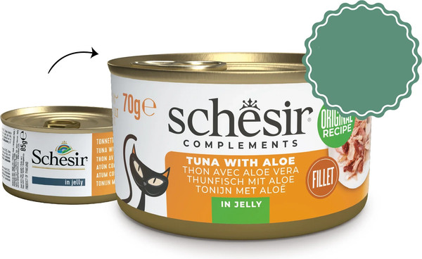 Влажный корм для кошек Schesir Тунец алое в желе