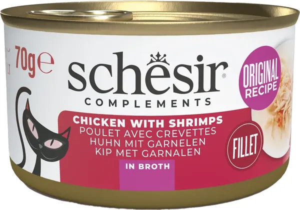 Влажный корм для кошек Schesir Complements Курица с креветками в бульоне - фото