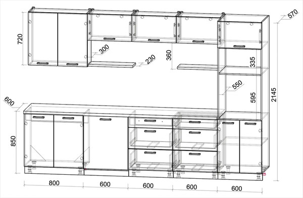 Кухонный гарнитур Интерлиния Мила Лайт 3.2-ПМ1