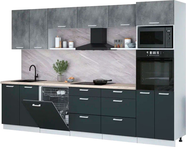 Кухонный гарнитур Интерлиния Мила Лайт 3.2-ПМ1  - фото