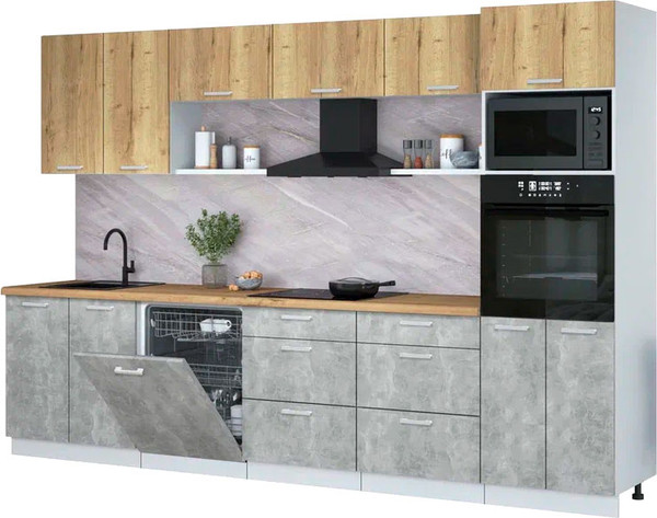 Кухонный гарнитур Интерлиния Мила Лайт 3.2-ПМ1  - фото