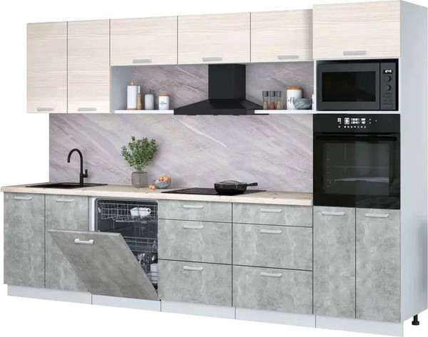 Кухонный гарнитур Интерлиния Мила Лайт 3.2-ПМ1  - фото