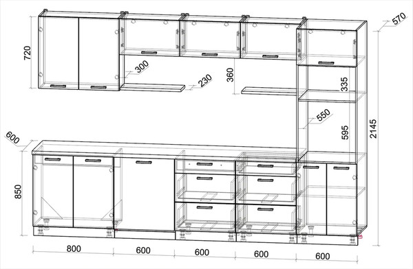 Кухонный гарнитур Интерлиния Мила Лайт 3.2-ПМ1 
