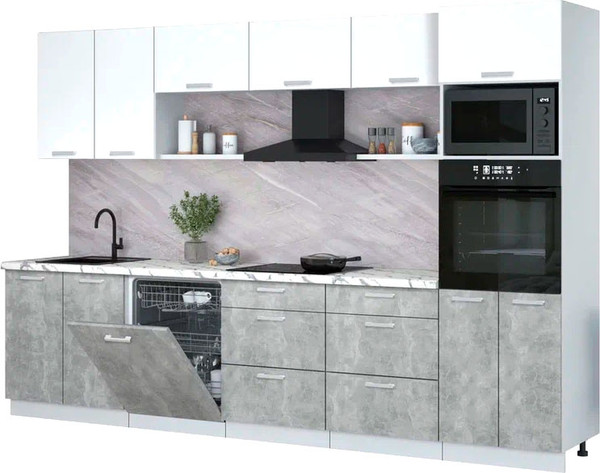 Кухонный гарнитур Интерлиния Мила Лайт 3.2-ПМ1  - фото