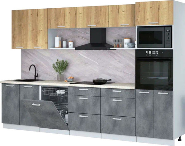 Кухонный гарнитур Интерлиния Мила Лайт 3.2-ПМ1  - фото