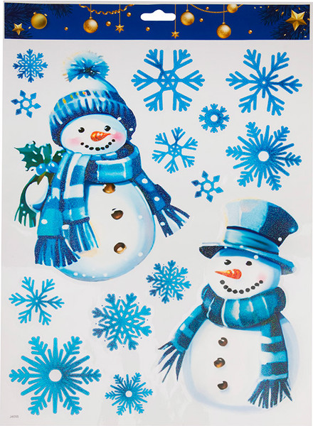 Наклейка на окно Волшебная страна Два снеговика / 110412 - фото