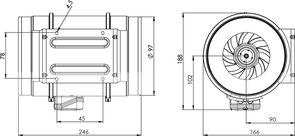 Вентилятор канальный Bahcivan BMFX 100/2V(SТ)