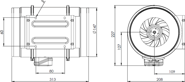 Вентилятор канальный Bahcivan BMFX 150/2V