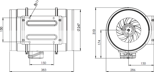Вентилятор канальный Bahcivan BMFX 250-P/2V