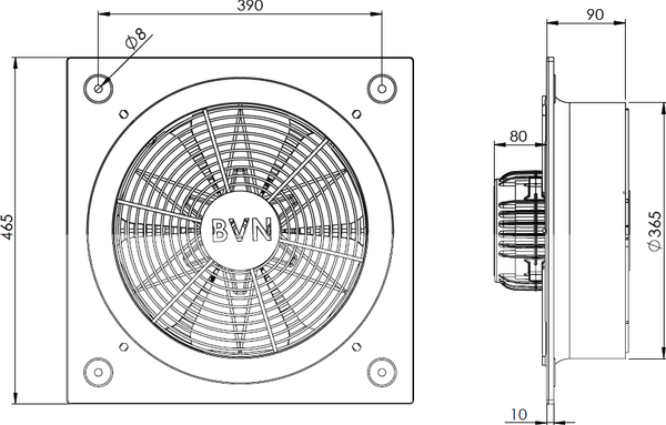 Вентилятор накладной Bahcivan BSMS 350