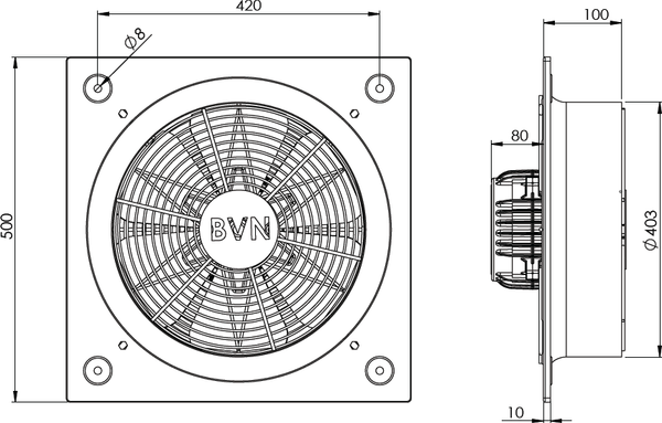 Вентилятор накладной Bahcivan BSMS 400