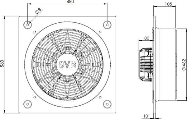 Вентилятор накладной Bahcivan BSMS 450