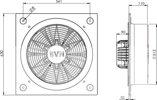 Вентилятор накладной Bahcivan BSMS 500