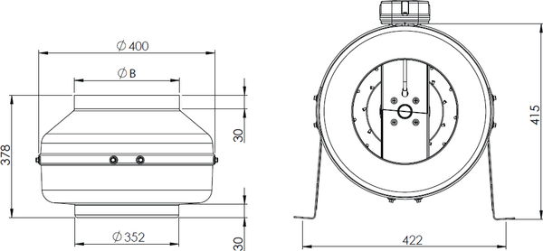 Вентилятор канальный Bahcivan BDTX 355 В