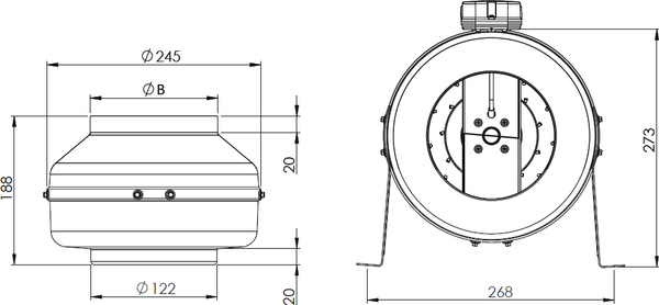 Вентилятор канальный Bahcivan BDTX 125
