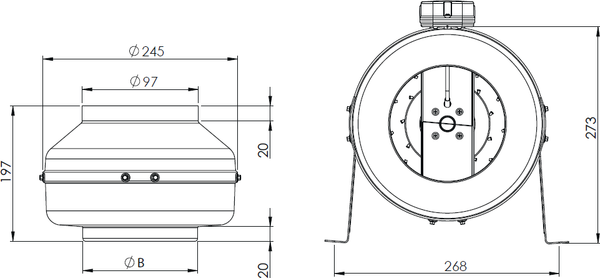 Вентилятор канальный Bahcivan BDTX 100