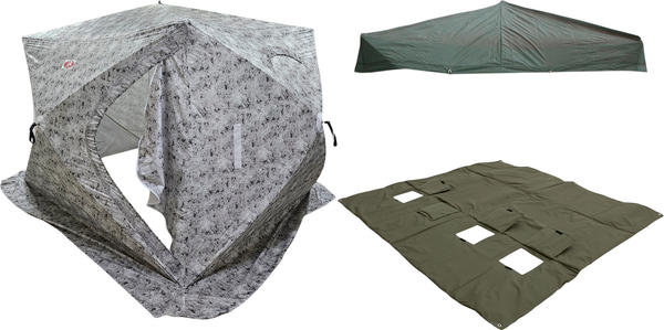 Палатка Медведь Екатеринбург Куб-4 Лонг зимняя с полом и накидкой - фото