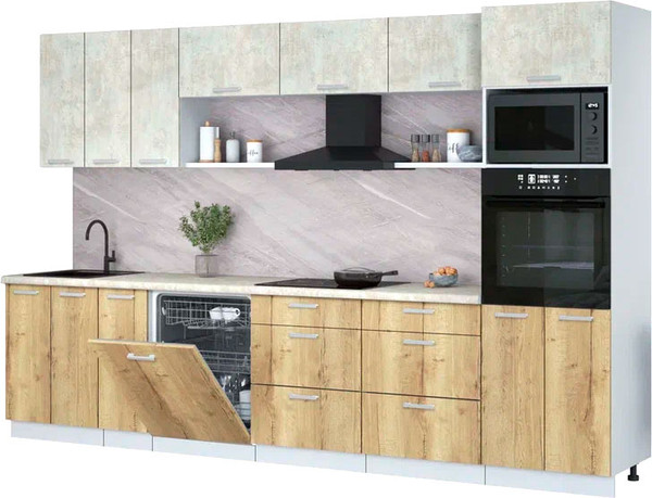 Кухонный гарнитур Интерлиния Мила Лайт 3.3-ПМ1-2  - фото