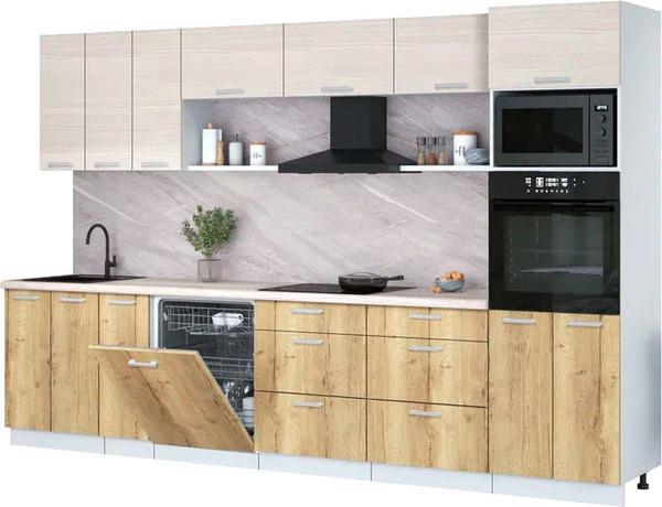 Кухонный гарнитур Интерлиния Мила Лайт 3.3-ПМ1-2  - фото