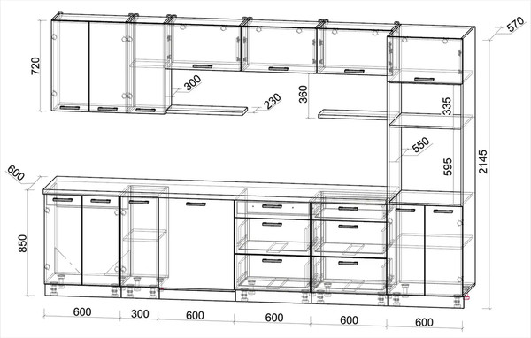 Кухонный гарнитур Интерлиния Мила Лайт 3.3-ПМ1-2 