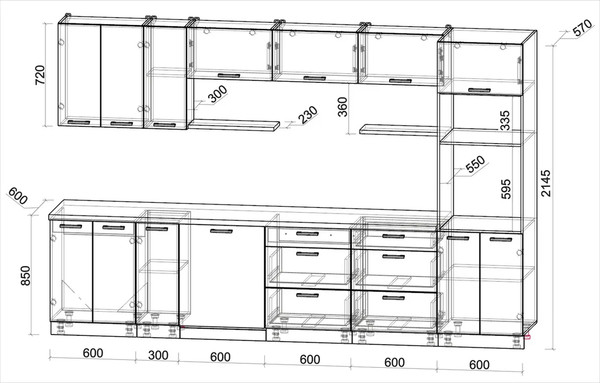 Кухонный гарнитур Интерлиния Мила Лайт 3.3-ПМ1-2 