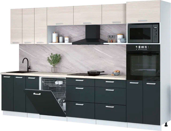 Кухонный гарнитур Интерлиния Мила Лайт 3.3-ПМ1-2  - фото