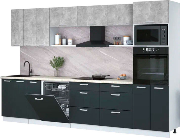 Кухонный гарнитур Интерлиния Мила Лайт 3.3-ПМ1-2  - фото