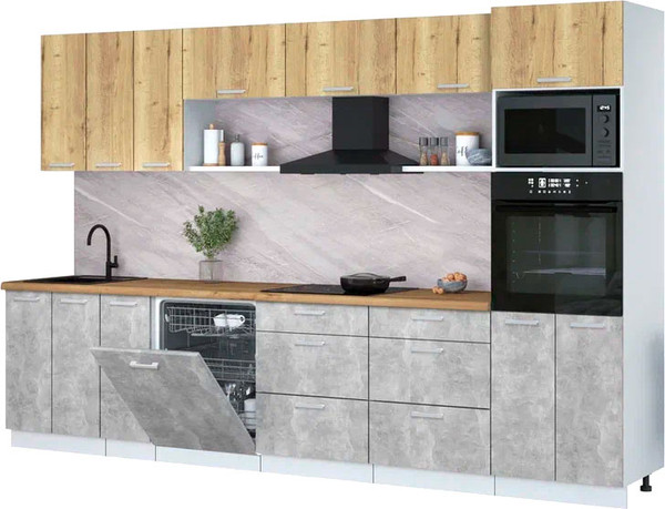 Кухонный гарнитур Интерлиния Мила Лайт 3.3-ПМ1-2  - фото