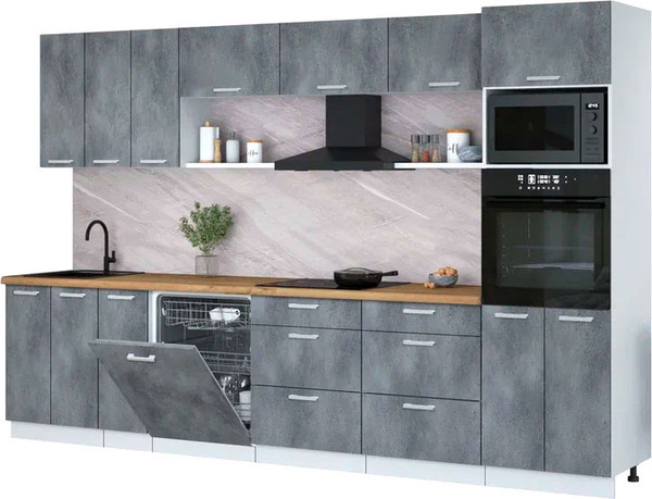 Кухонный гарнитур Интерлиния Мила Лайт 3.3-ПМ1-2  - фото