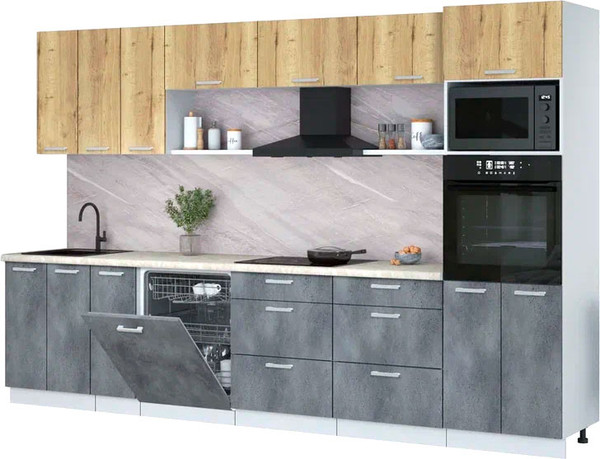 Кухонный гарнитур Интерлиния Мила Лайт 3.3-ПМ1-2  - фото