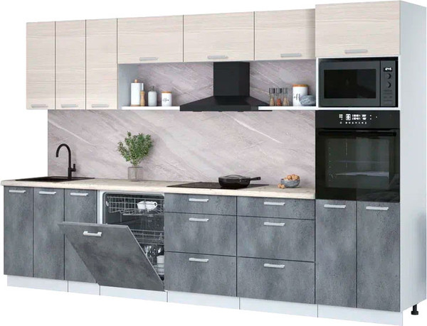 Кухонный гарнитур Интерлиния Мила Лайт 3.3-ПМ1-2  - фото