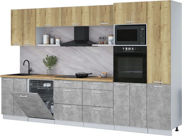 Кухонный гарнитур Интерлиния Мила Лайт 3.4-ПМ1  - фото