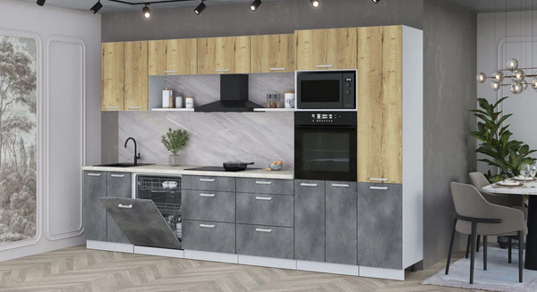 Кухонный гарнитур Интерлиния Мила Лайт 3.4-ПМ1 