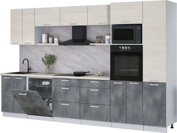 Кухонный гарнитур Интерлиния Мила Лайт 3.4-ПМ1  - фото