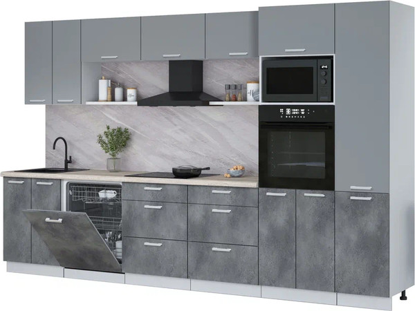 Кухонный гарнитур Интерлиния Мила Лайт 3.4-ПМ1  - фото