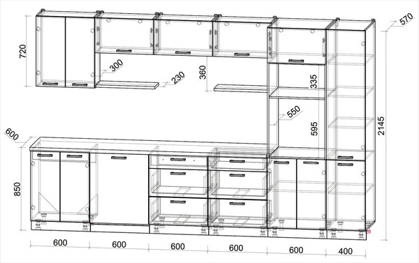 Кухонный гарнитур Интерлиния Мила Лайт 3.4-ПМ1 
