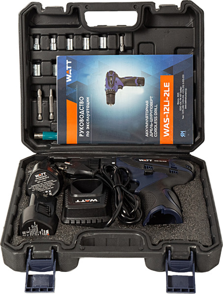 Аккумуляторная дрель-шуруповерт Watt WAS-12Li-2 LE (1.012.020.00)