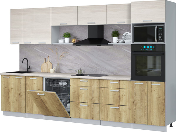 Кухонный гарнитур Интерлиния Мила Лайт 3.4-ПМ1-2  - фото