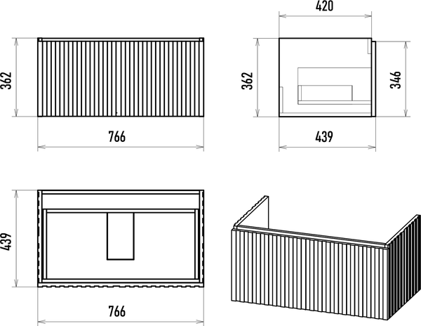 Тумба с умывальником Brevita Alicante 80 / ALI-09080-0101Я+13080-KL