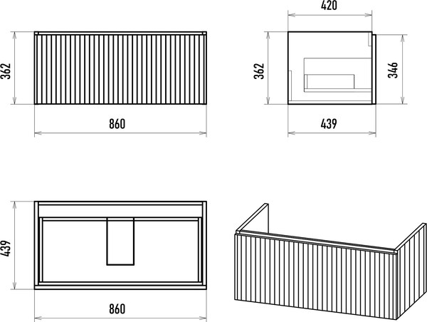 Тумба с умывальником Brevita Alicante 90 / ALI-09090-0101Я+13090-KL