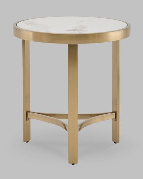 Журнальный столик Stool Group Адриана 50x50 / EET-223-BRCG-BDFL (светлая керамика/сталь шампань)