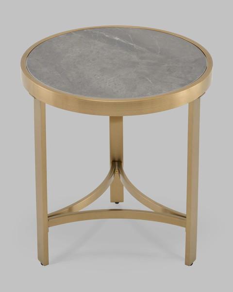 Журнальный столик Stool Group Адриана 50x50 / EET-223-BRCG-BNSG (серая керамика/сталь шампань)